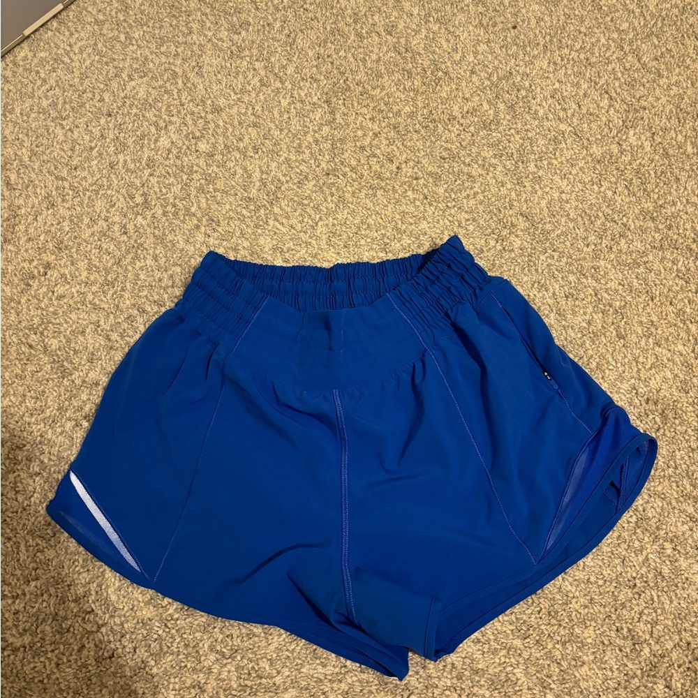 High rise 2.5" blue hotty hot shorts.